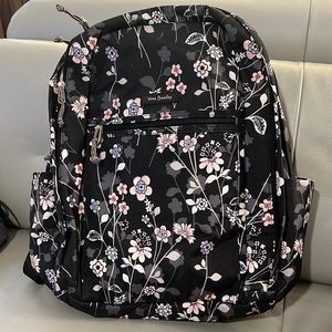 VERA BRADLEY EXTRA LARGE BLACK FLORAL BACKPACK LIKE NEW EDITED:  SEE BONUS BELOW